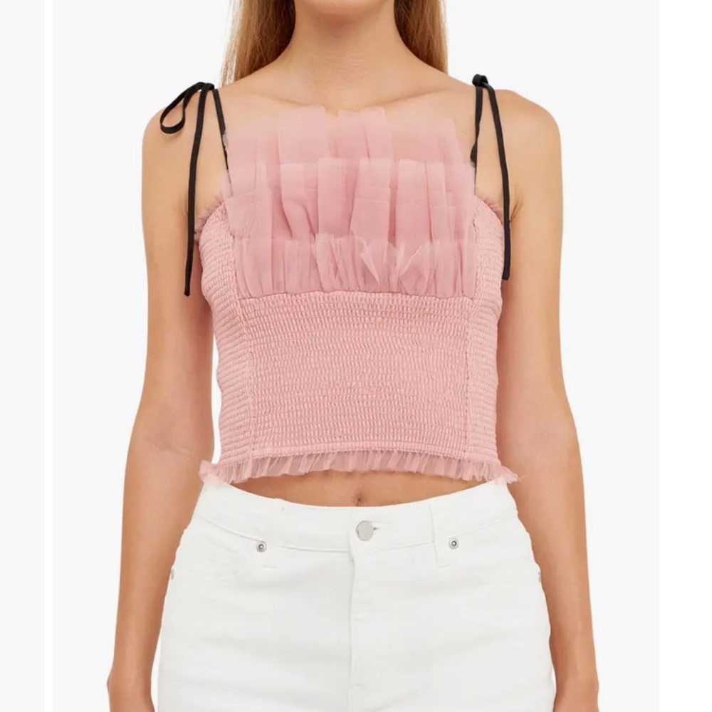 Endless Rose Tulle Crop Tank Top XS